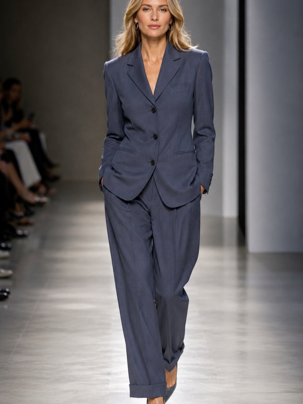 Tailored Women's Two-Piece Suit Pants - Slate Blue size -
14